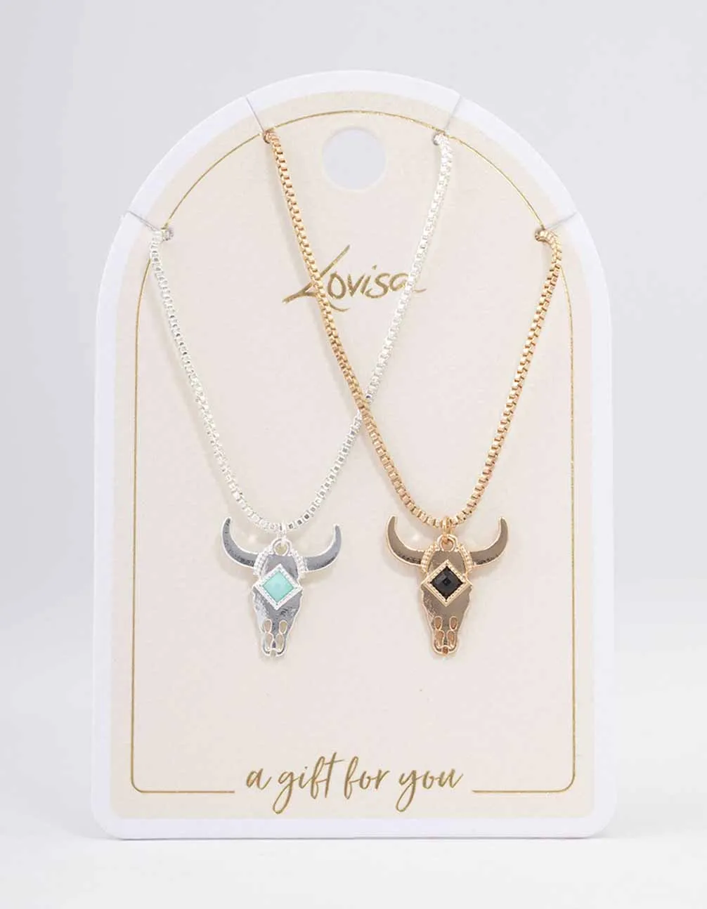 Mixed Metal Bull Head Necklace