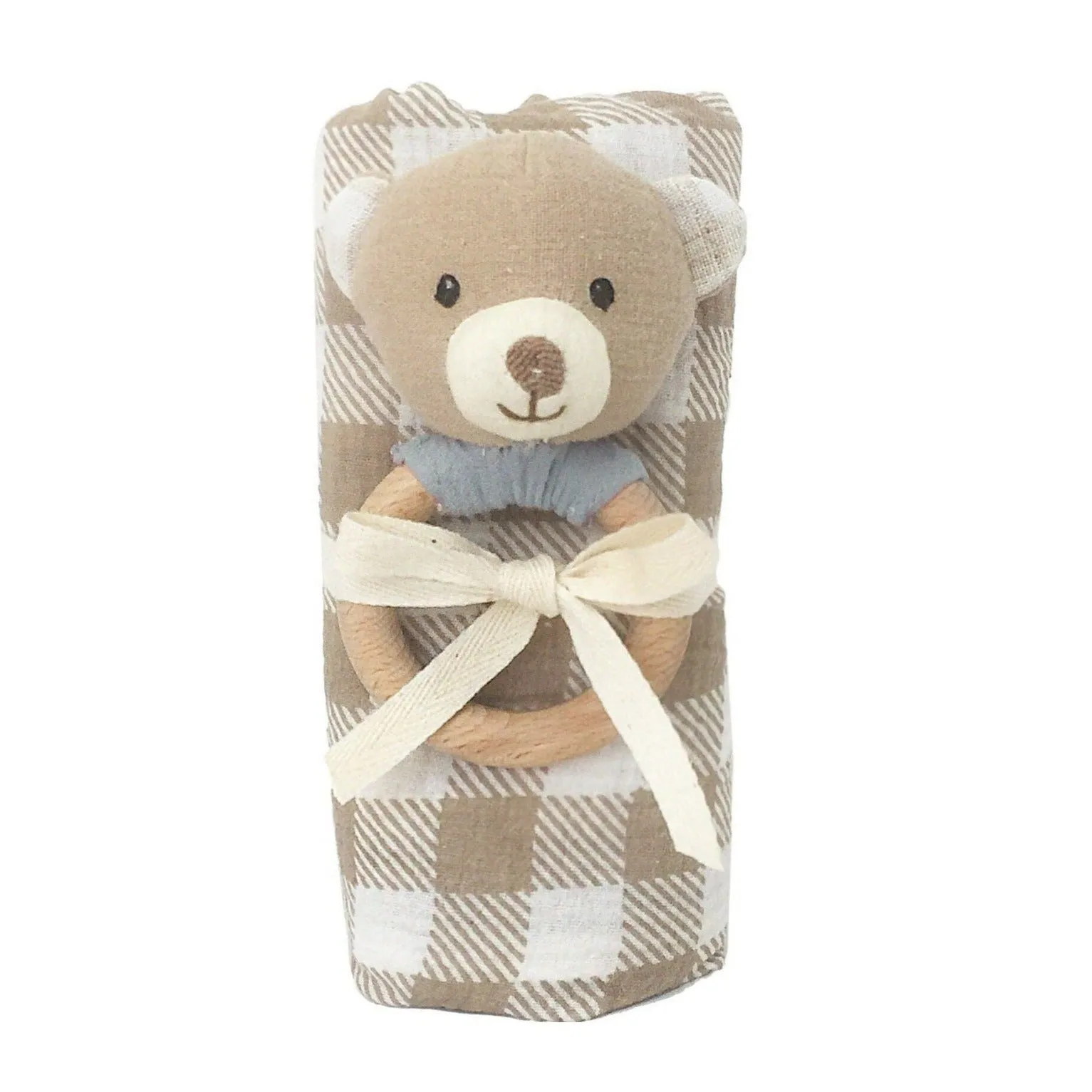 MON AMI | Bear Swaddle and Rattle Set