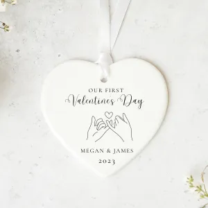 Our First Valentine's Day Forever Linked Heart Ceramic