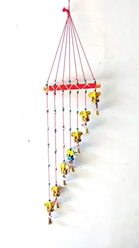 PALPAL Art Gallery Ganesha Wind Chime Handcrafted Hand Painted Design Home Decor (Multicolour)