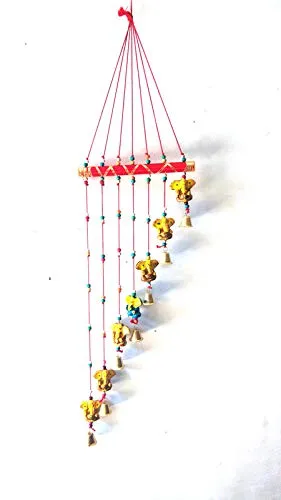 PALPAL Art Gallery Ganesha Wind Chime Handcrafted Hand Painted Design Home Decor (Multicolour)