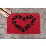 Paw Print Heart Handwoven Coconut Fiber Doormat