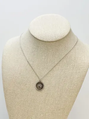 Paw Print Medallion Necklace - Silver