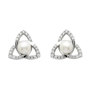 Pearl Trinity Stud Earring