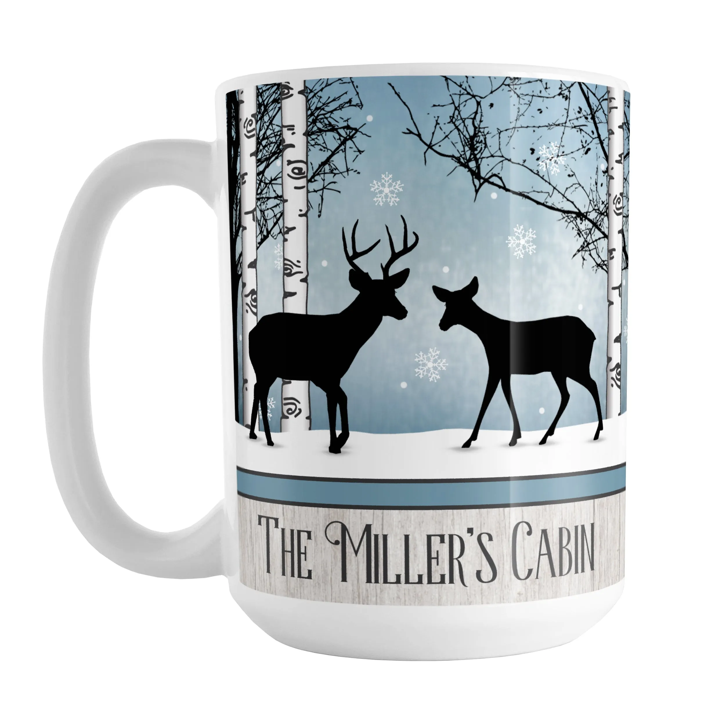 Personalized Rustic Blue Winter Deer Mug