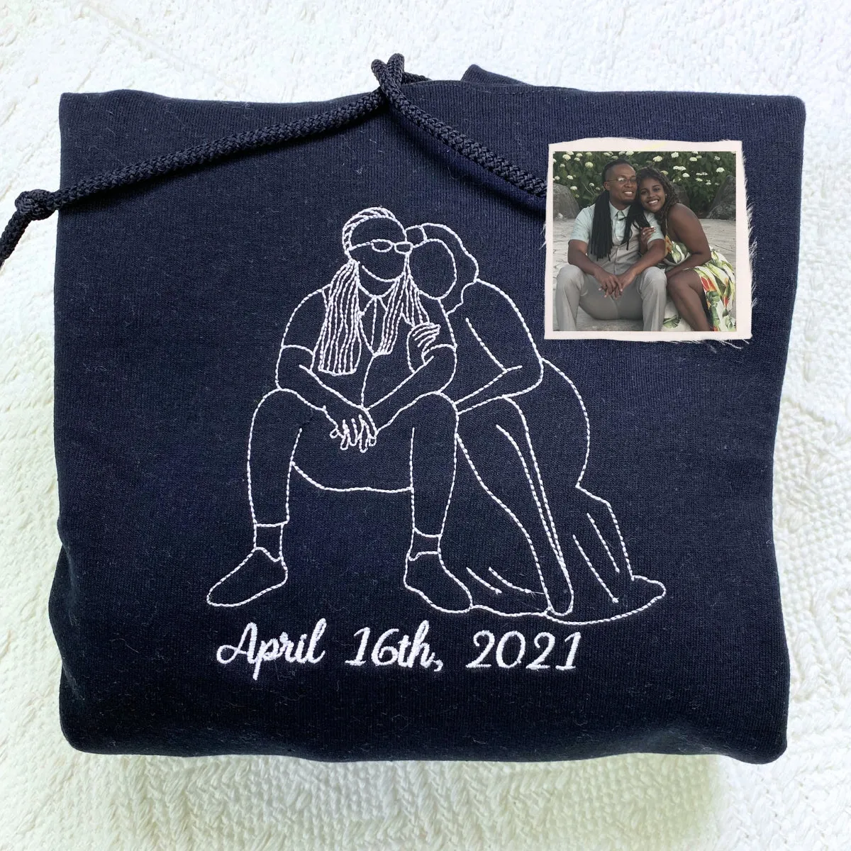 Personalized Unique Bridal Shower Gift for Sister Sweatshirt with Embroidery Photo Text Icon on Sleeve