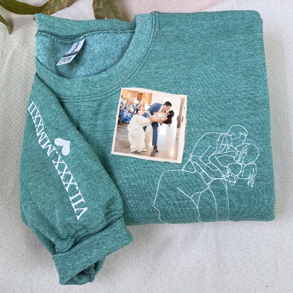 Personalized Unique Bridal Shower Gift for Sister Sweatshirt with Embroidery Photo Text Icon on Sleeve