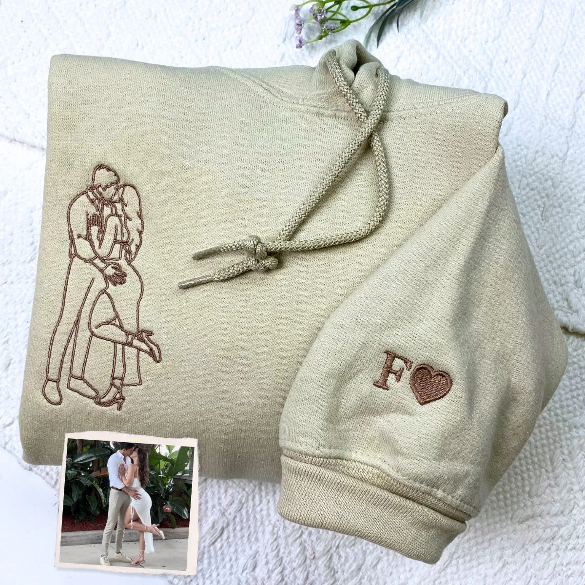 Personalized Unique Bridal Shower Gift for Sister Sweatshirt with Embroidery Photo Text Icon on Sleeve