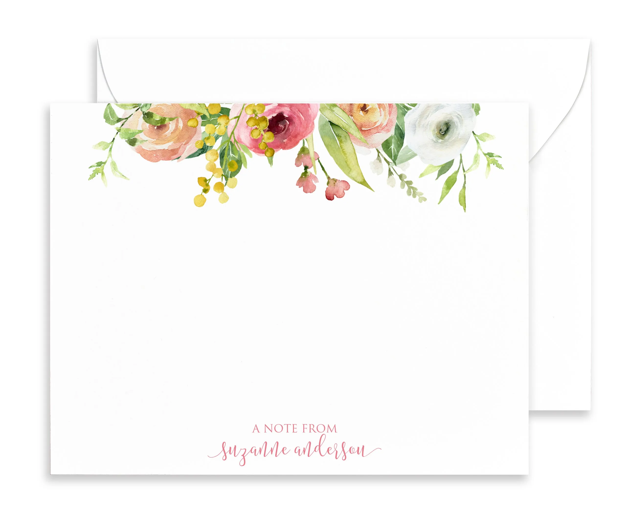 Personalized Watercolor Floral Note Cards