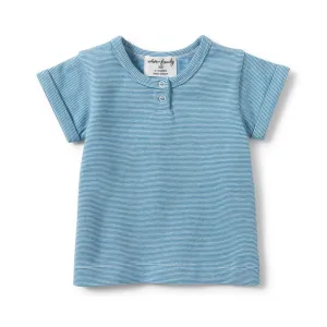 Placket Tee Mediterranean Blue Stripe