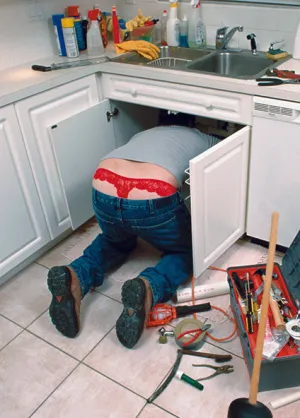 Plumber Wearing Thong Card