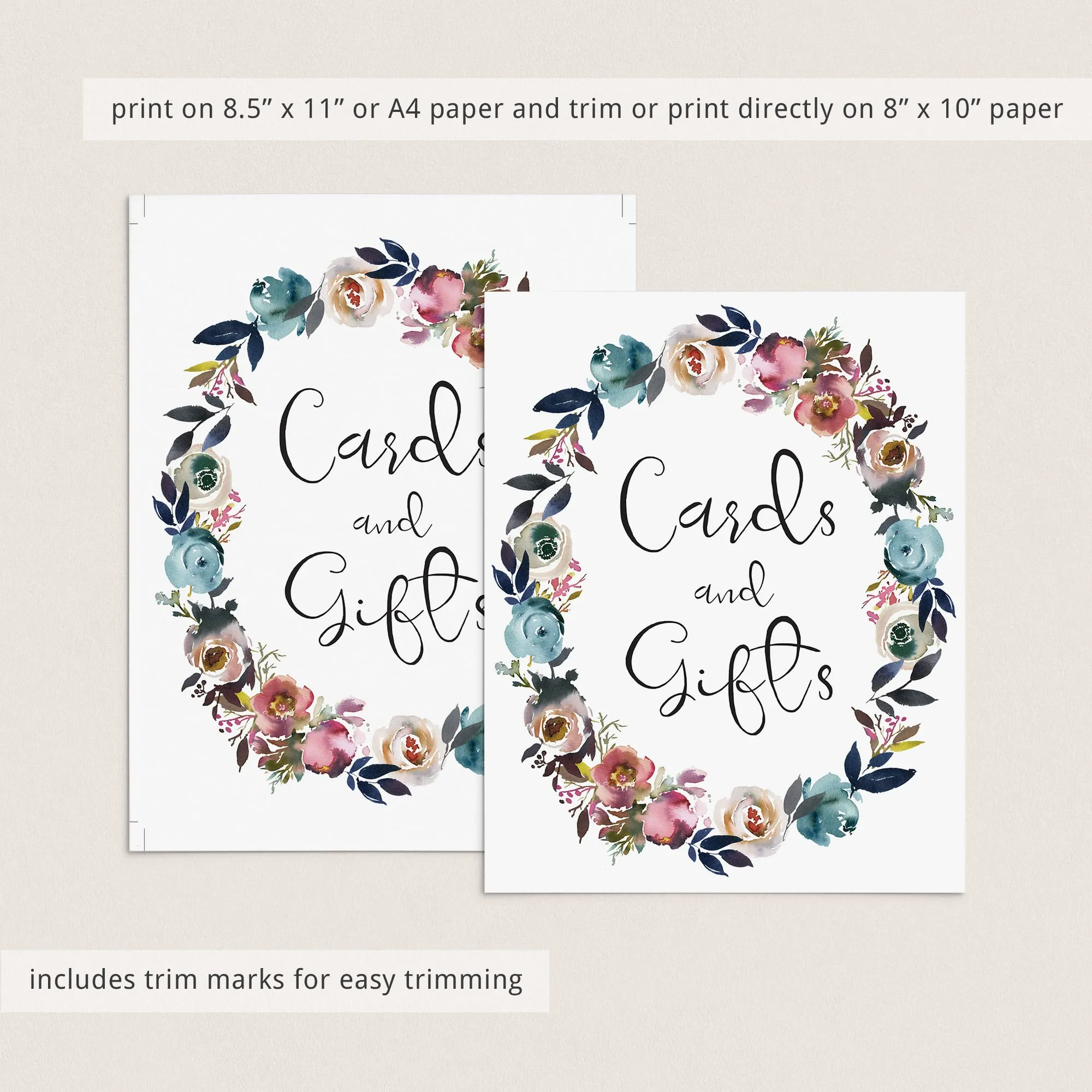 Printable Boho Party Decor Cards and Gifts Sign