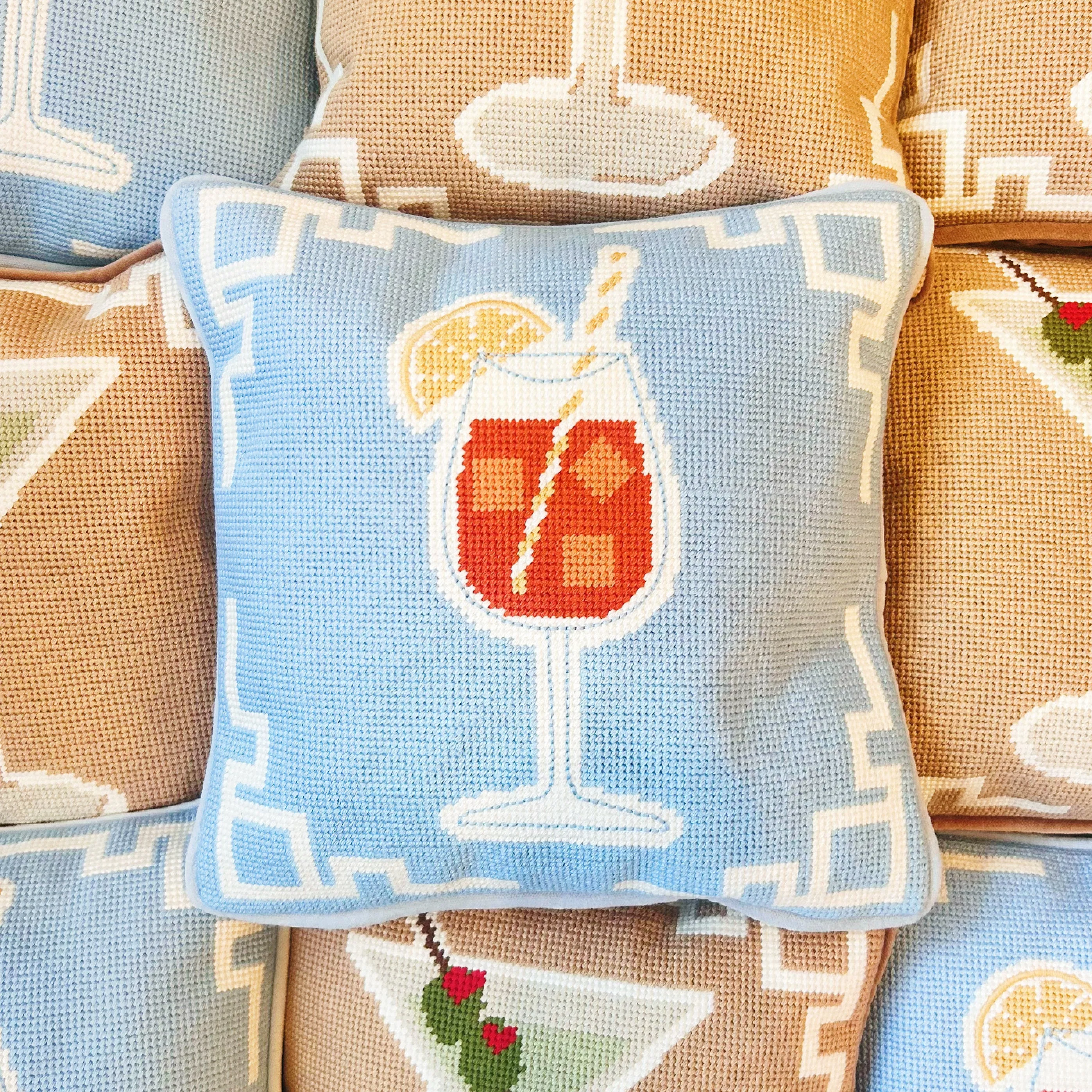 "Aperol Spritz" Hooked Pillow