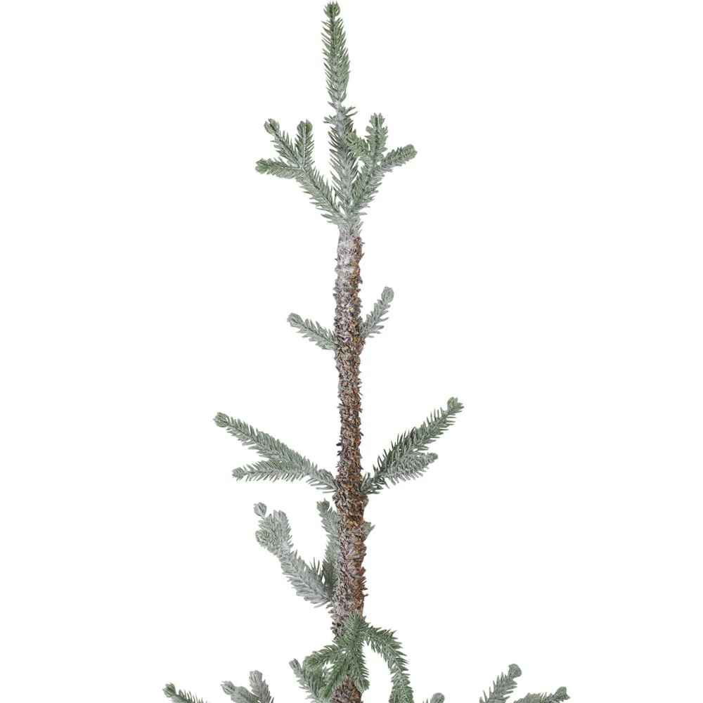 Snow Covered Slim Pine Artificial Christmas Tree With Jute Base