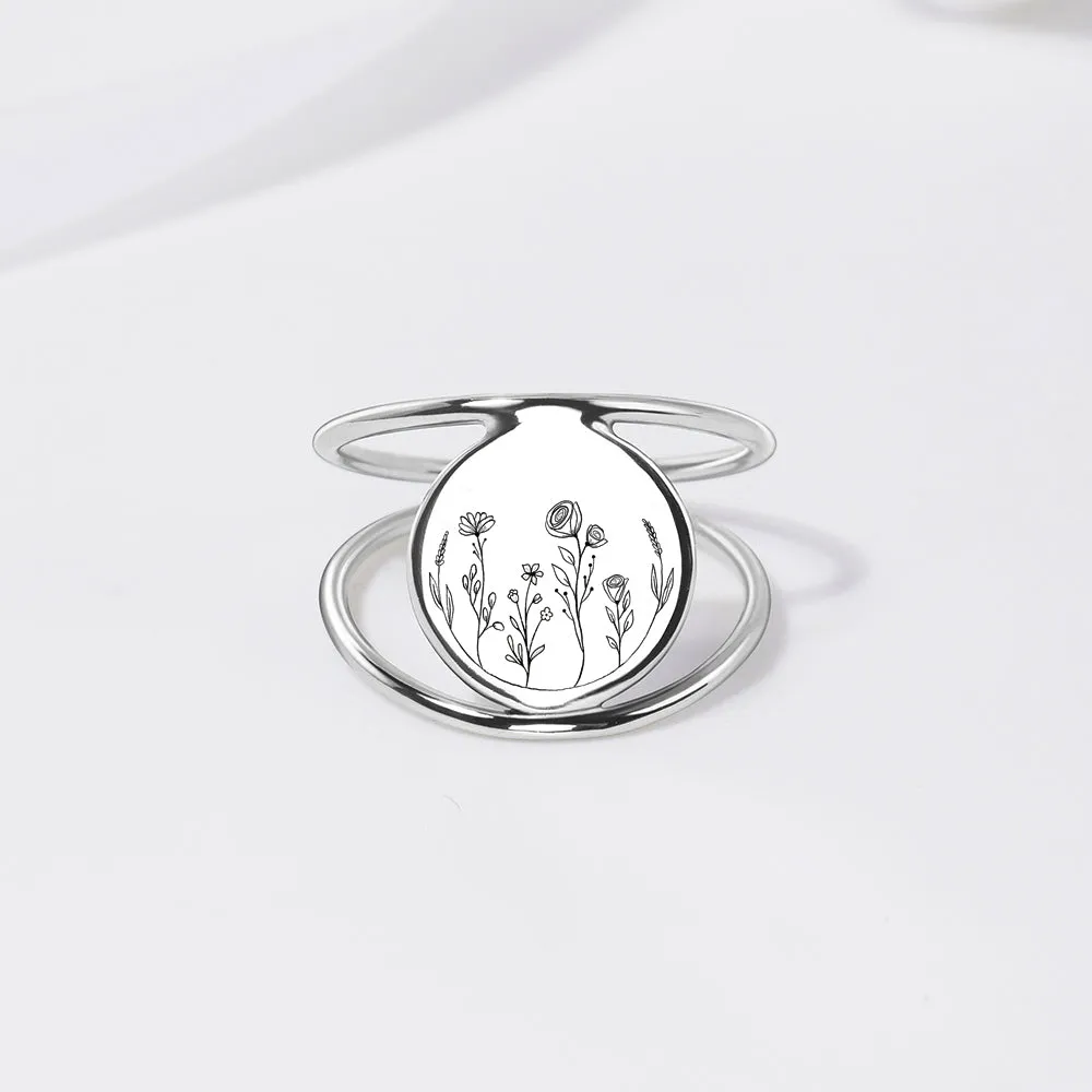 Spring Wildflowers Ring Wildflowers Earrings S925 Sterling Silver Flower Ring For Nature Lovers