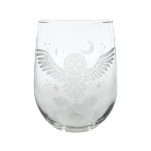 Stemless Wine Glass - Owl   Oak by Bread and Badger