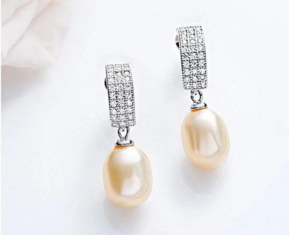 Sterling silver fancy freshwater pearl earring