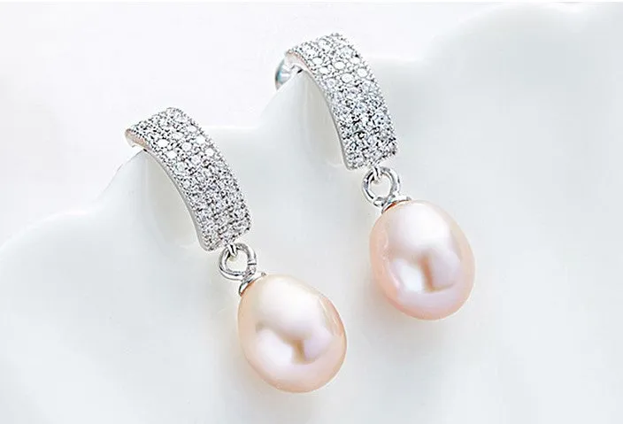 Sterling silver fancy freshwater pearl earring