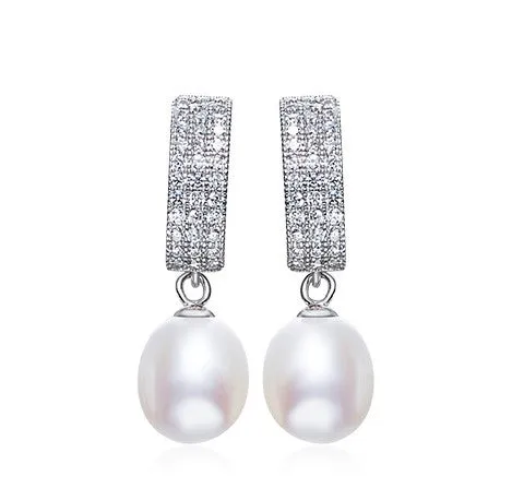 Sterling silver fancy freshwater pearl earring