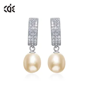 Sterling silver fancy freshwater pearl earring