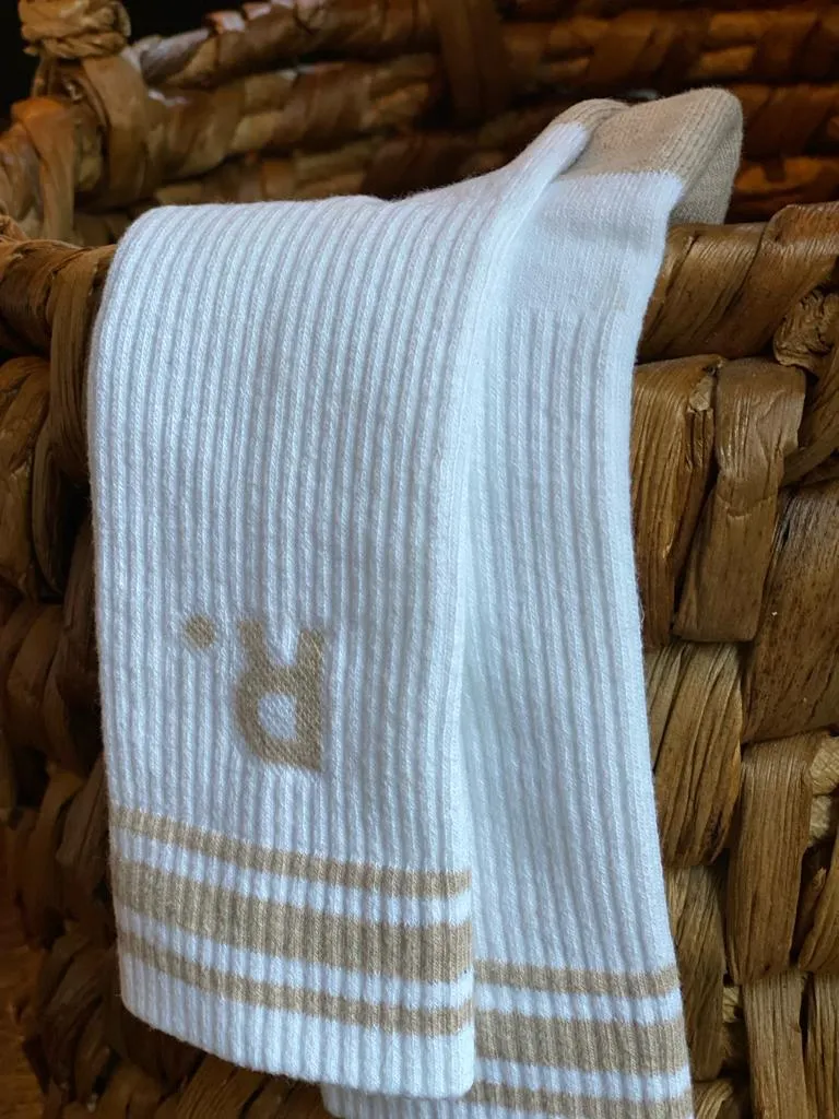 Sunny Sand Unisex Organic Cotton Socks | White & Beige