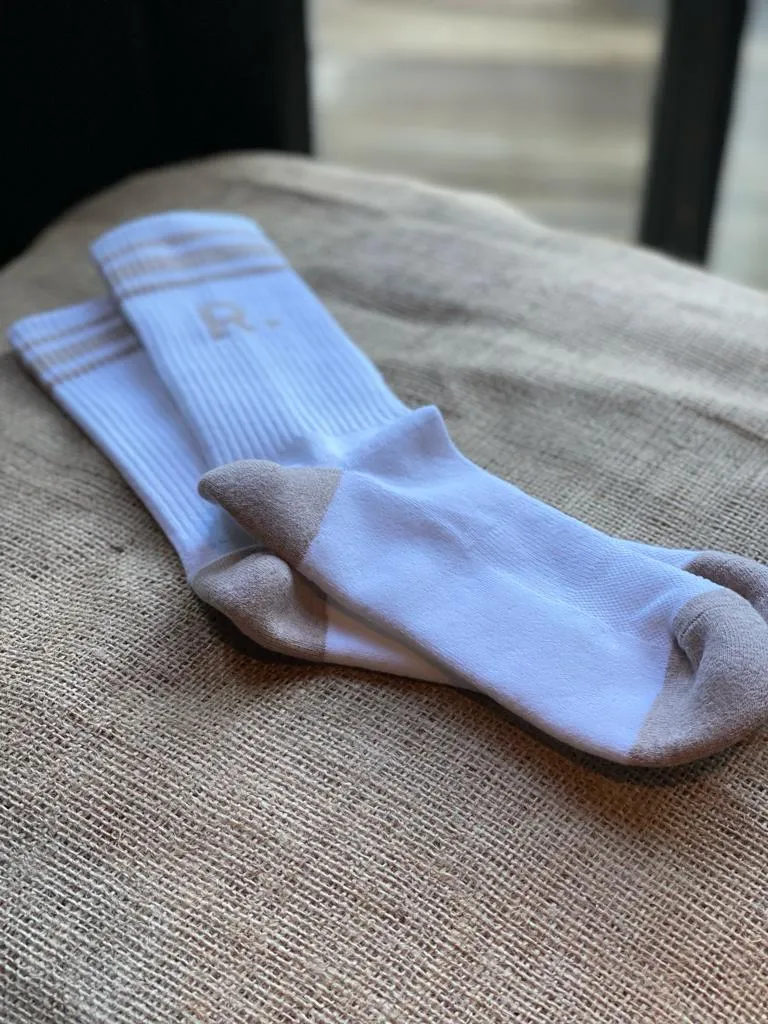 Sunny Sand Unisex Organic Cotton Socks | White & Beige