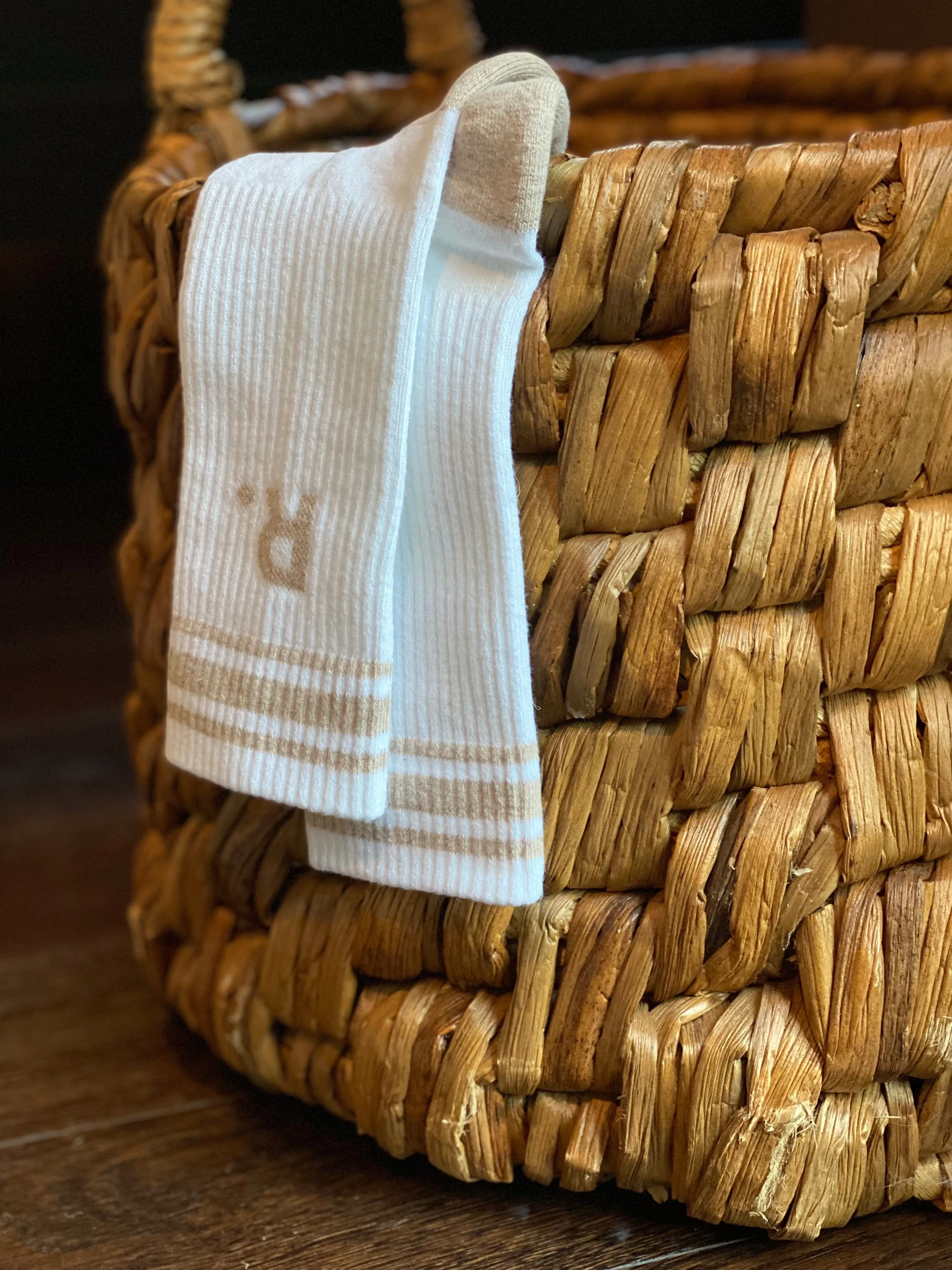 Sunny Sand Unisex Organic Cotton Socks | White & Beige