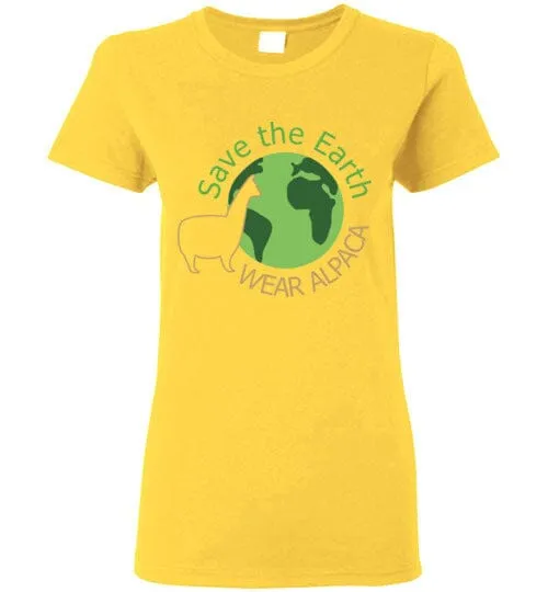 t-shirt: Save the Earth Wear Alpaca Ladies Short-Sleeve