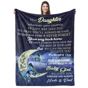 UFOORO Throw Blanket Daughter Gifts from Mom and Dad, Father Daughter Gifts, Daughter Gifts from Mom, Birthday Gifts for Daughter Adult, to My Daughter Blanket from Parents 55"x70"