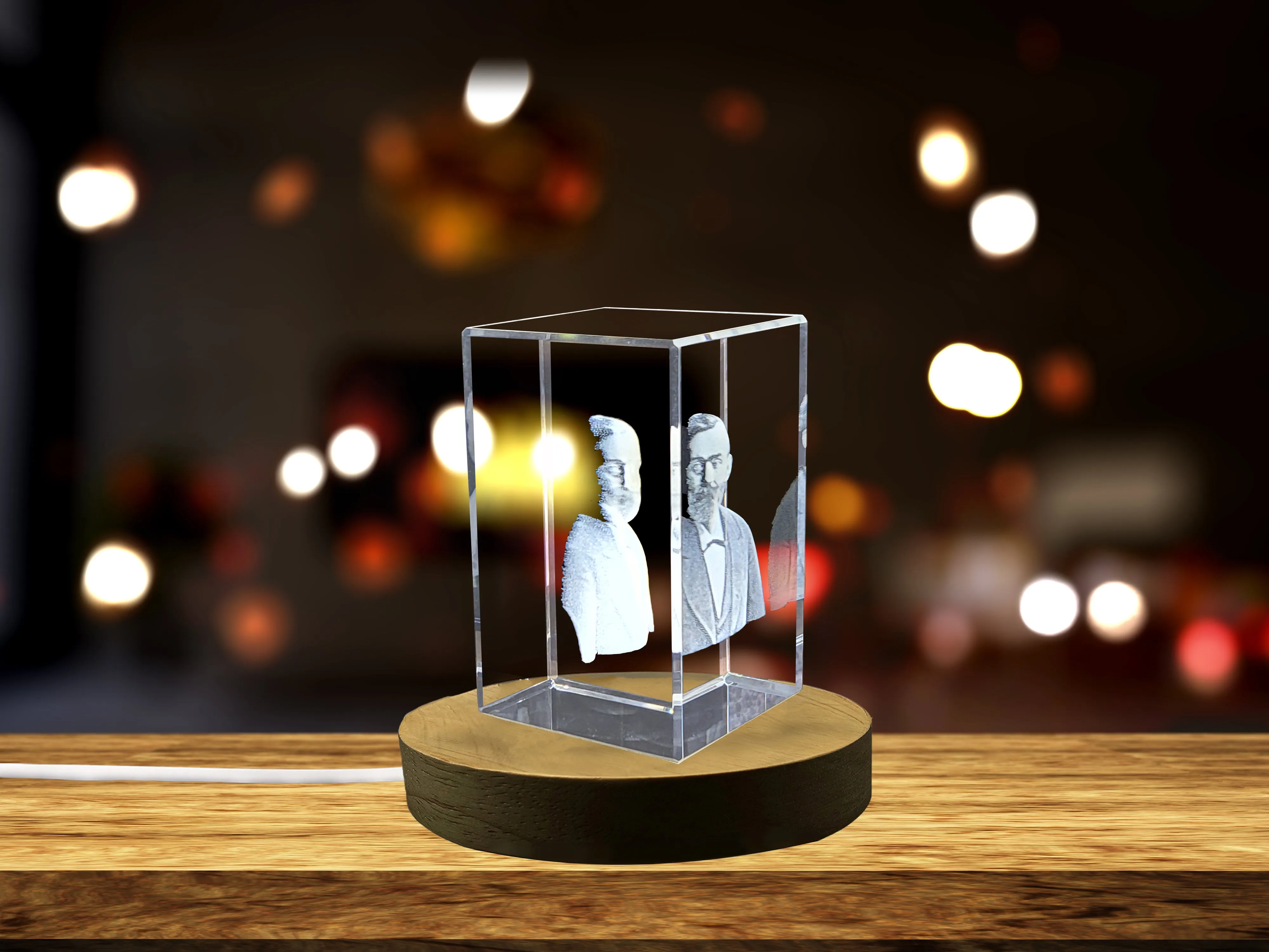 Unique 3D Engraved Crystal Gift commemorating Alfred Nobel and his contributions