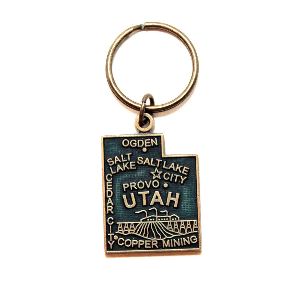 Utah Key Chain - High Quality Thick Metal State Key Ring