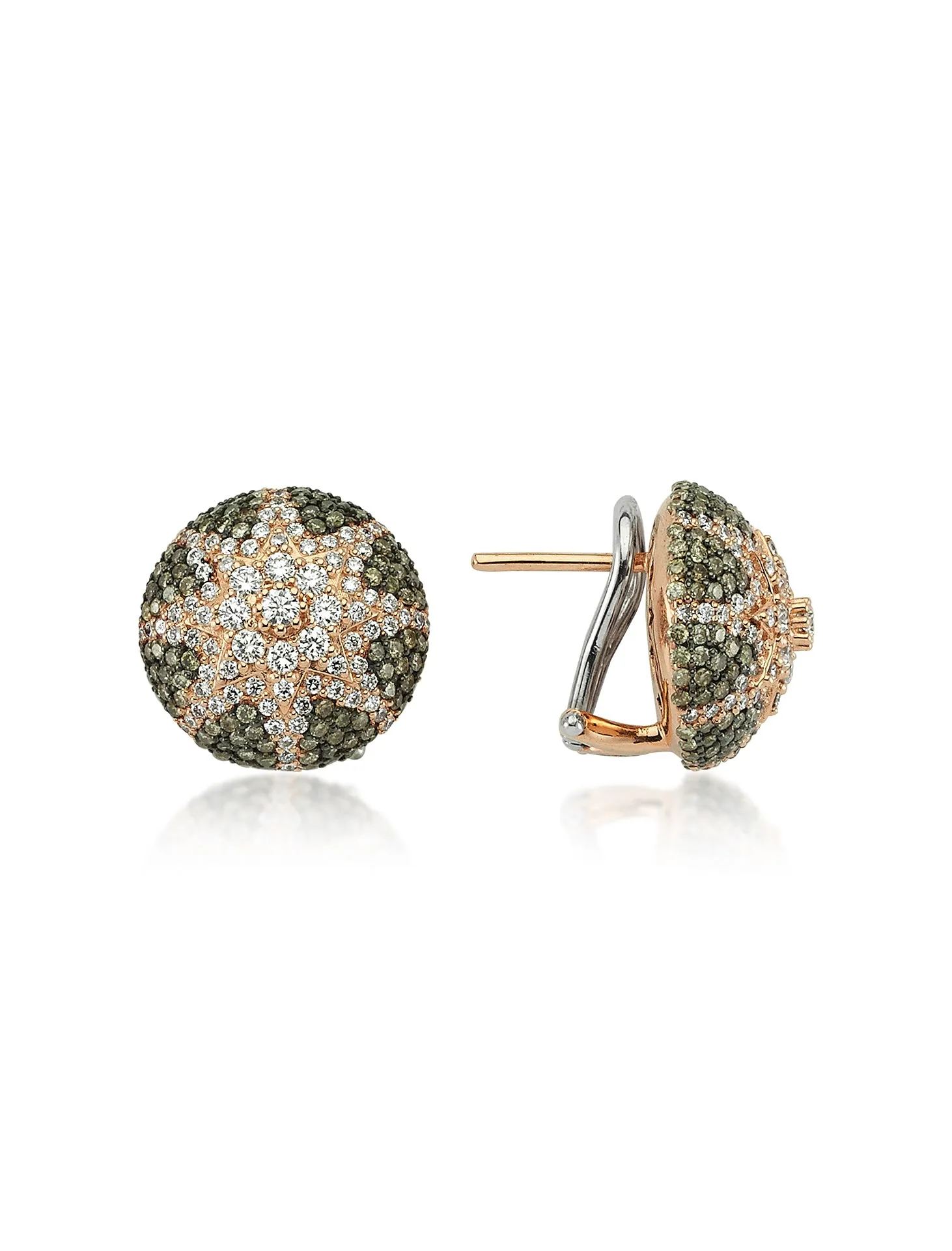 Venus Star, 14K Rose Gold   Multicolor Diamond Earrings