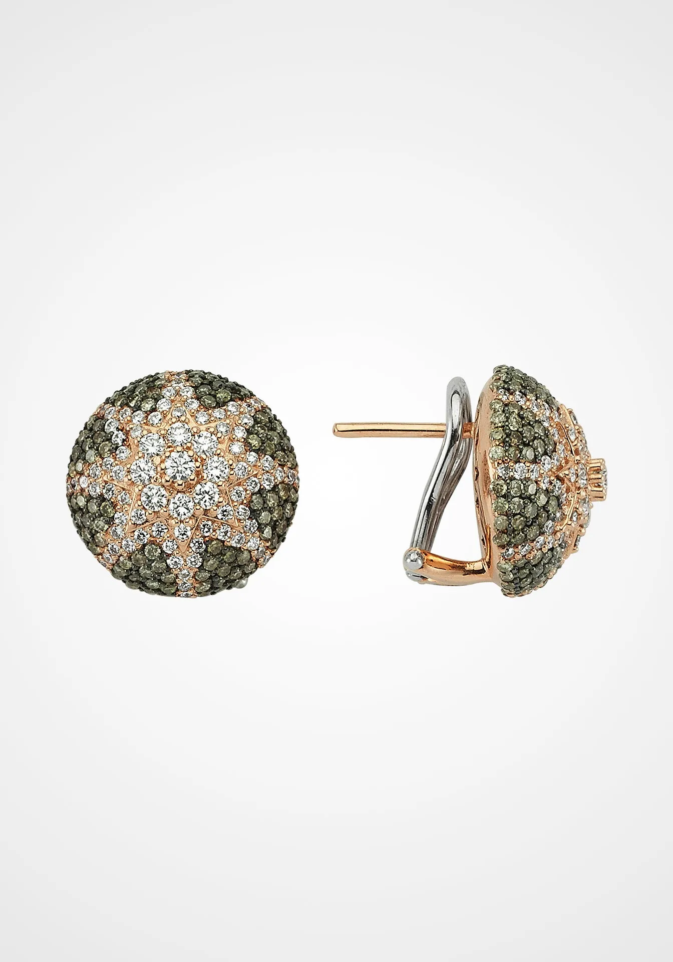 Venus Star, 14K Rose Gold   Multicolor Diamond Earrings