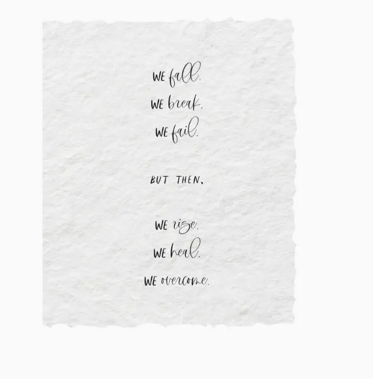 We Fall..We Heal Letterpress Card