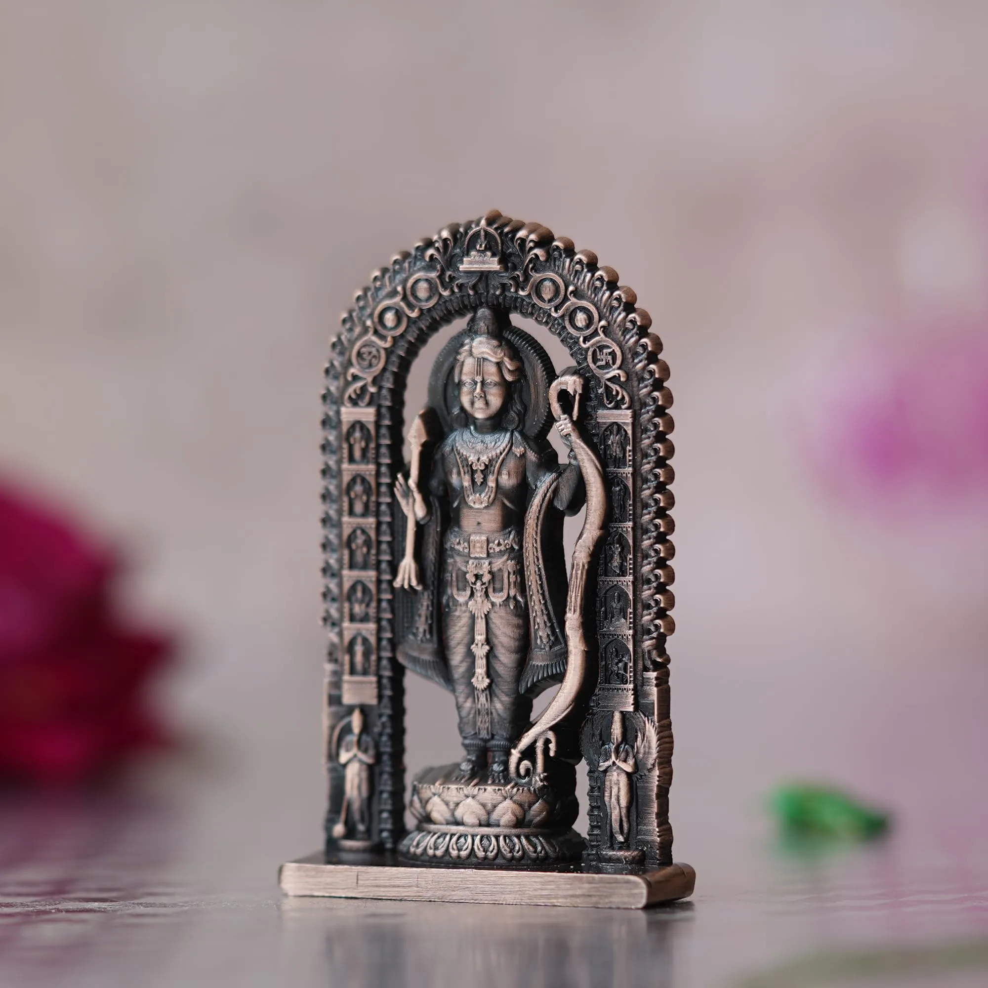 Webelkart Premium Ram Lalla Statue for Car Dashbord and Home Decor | Ram Lalla Idol Ayodhya Shree Ram Murti Showpiece (2.75" Inches-Resin) (Copper)