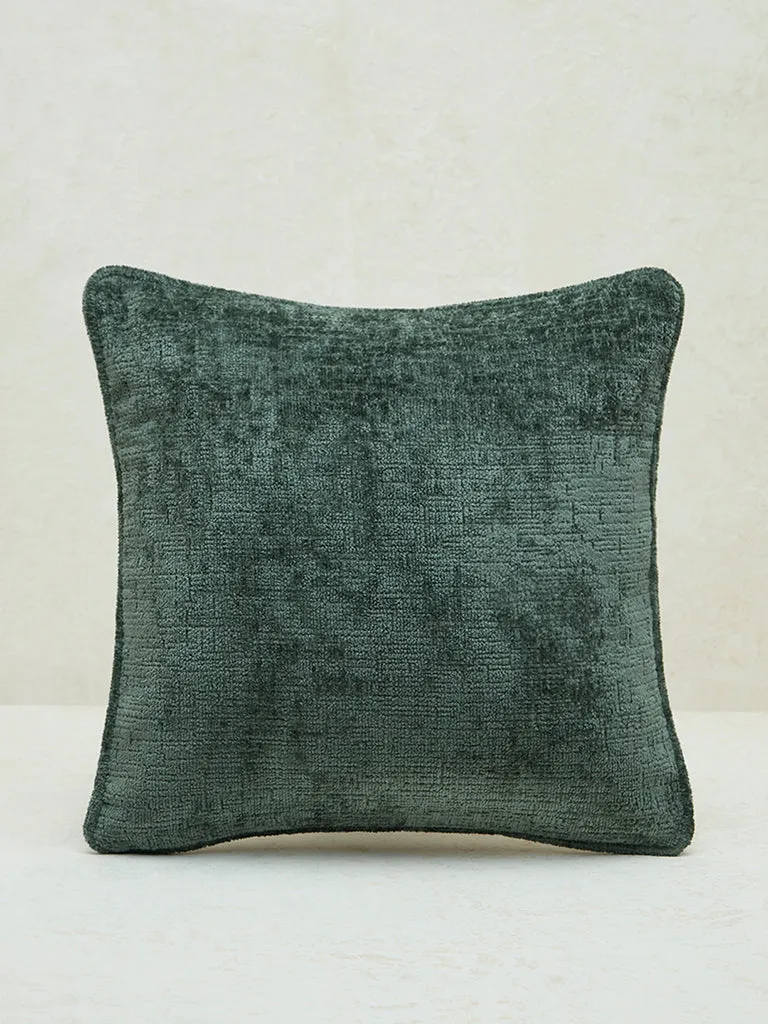 Westside Home Dark Green Chenille Textured Cushion Cover