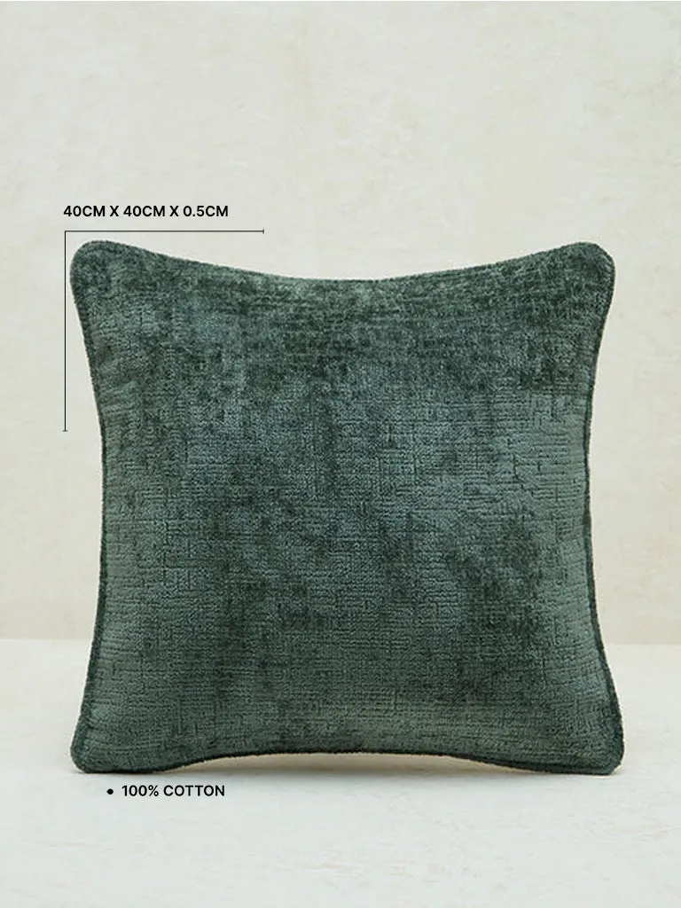 Westside Home Dark Green Chenille Textured Cushion Cover