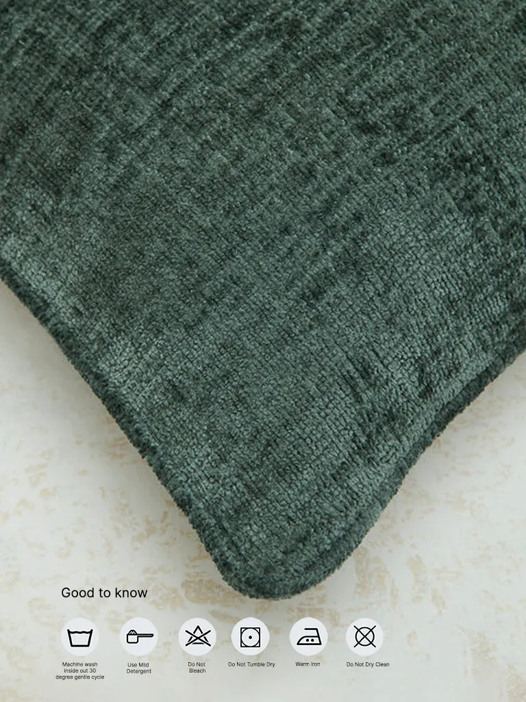 Westside Home Dark Green Chenille Textured Cushion Cover