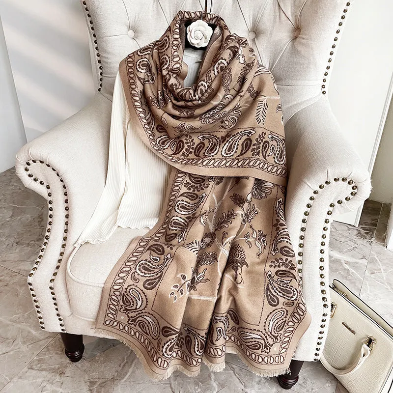 Women's shawl over winter office nap blanket cheongsam blanket cashmere tassel warm scarf