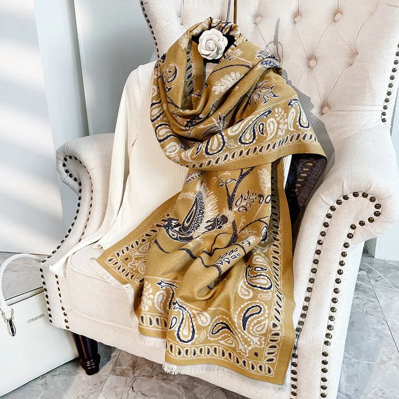 Women's shawl over winter office nap blanket cheongsam blanket cashmere tassel warm scarf