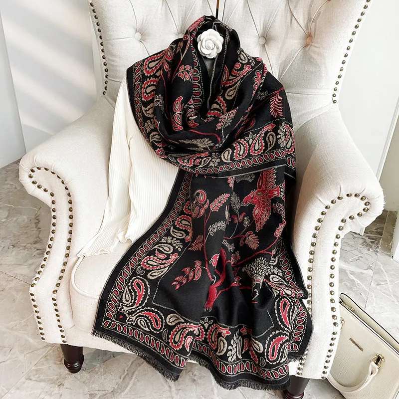 Women's shawl over winter office nap blanket cheongsam blanket cashmere tassel warm scarf