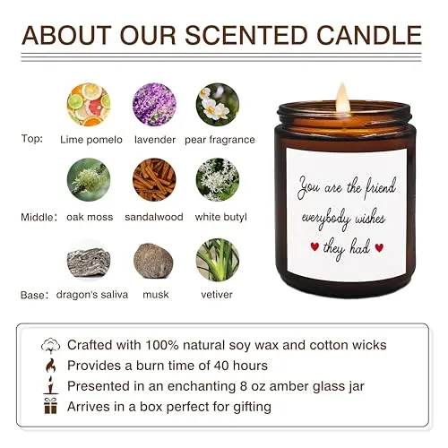 XUISWELL Friendship Candle, Friendship Gifts for Women Friends, Gifts for Friends Female, Bestie BFF Gifts, Best Friend Birthday Gifts for Women, You are The Friend Everybody Wishes They Had