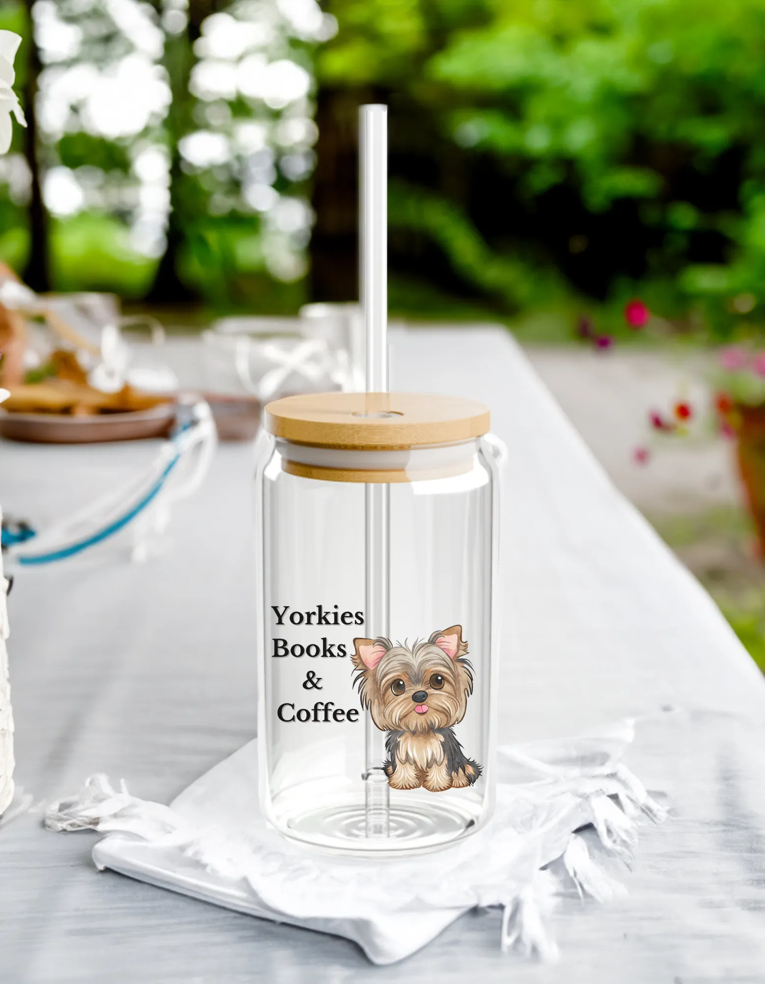 Yorkies, Books, and Coffee Glass Tumbler 16oz – Perfect Gifts for Yorkie Lovers & Dog Lovers