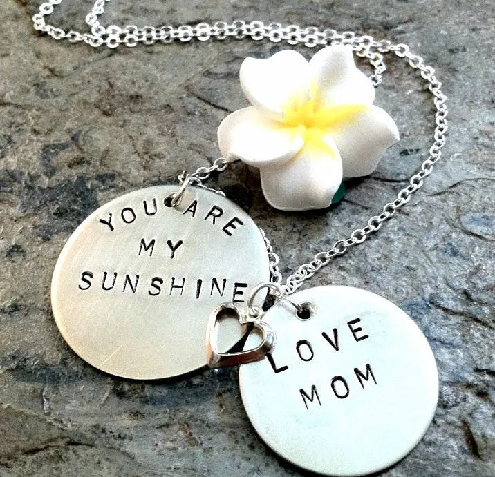 you are my sunshine, Valentine Gifts,mother daughter jewelry, mother daughter necklace, mothers day gifts, gifts for mom